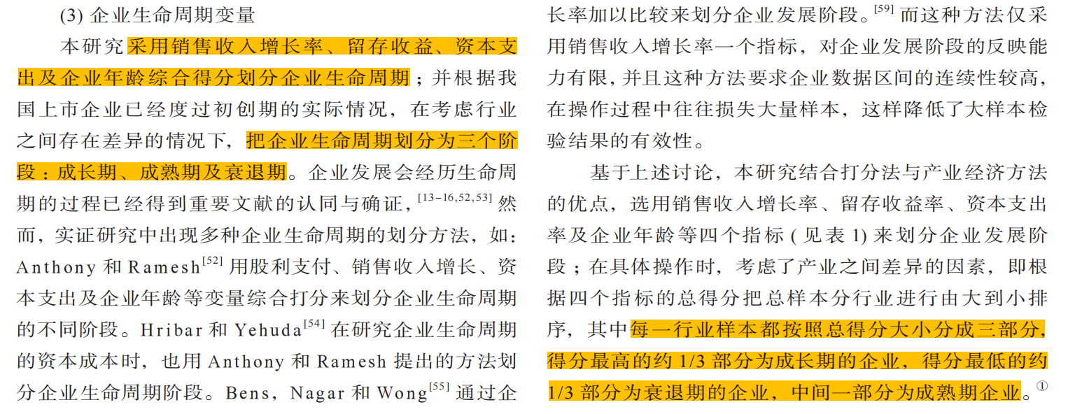 企业生命周期1划分依据
